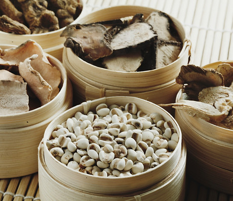 herbal medicine seeds in bamboo basket